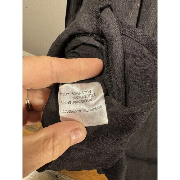 Hello Molly Fashion Black Dress Size L(8)With Zip Up Back NEW! Ruffle - Picture 9 of 11